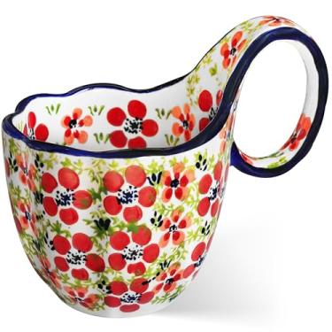 Imagem de JUSONEY Tigelas de sopa de 527 g com alças largas, tigela decorativa pintada à mão, caneca de sopa, tigelas de micro-ondas, tigelas de cerâmica perfeitas para cereais, sopas, frutas, etc. (E)
