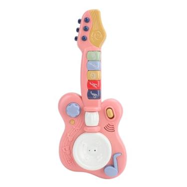 Imagem de Alomejor Guitarra de Brinquedo Infantil, Instrumento Musical Elétrico Com Plástico Leve e Som Abdom (Rosa)