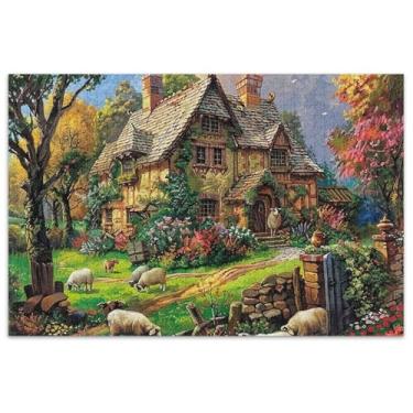 Imagem de Quebra-cabeça de pintura de ovelhas de fazenda, 1000 peças, adultos, animal, floral, paisagem, quebra-cabeça elefante branco