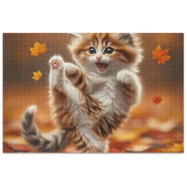 Imagem de Quebra-cabeça de animais Kung Fu engraçado gatinho 1000 peças para adultos presentes de festa elefante branco quebra-cabeças divertidos brinquedos familiares arte