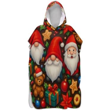 Imagem de Joisal Poncho de surfe trocador de roupão para praia Adul moletom toalha floral plus size adulto ponchos para mulheres gnomos de Natal vermelho
