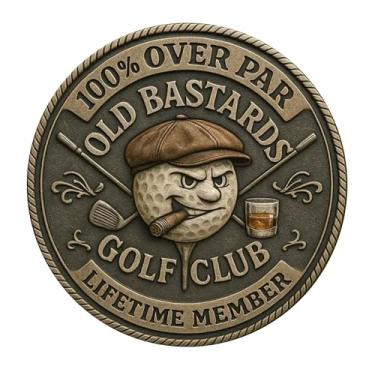 Imagem de Over Par Golf Club Challenge Coin,Whiskey Themed Funny Golf Token for Men, Lifetime Member Golf Ball Marker with Humorous Design, Gag Gift for Golf Lovers and Players