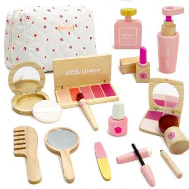 Imagem de Conjunto de maquiagem Pretend Manline Wooden, 15 unidades para meninas