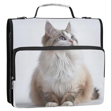 Imagem de Fichário fofo com estampa de animal de 3,8 cm, 3 anéis, organizador com zíper, bolsa escolar com alça de ombro, grande estojo de armazenamento com alça