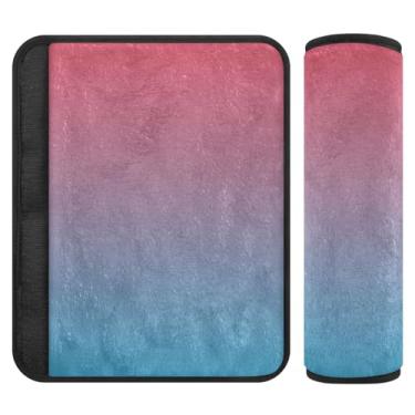 Imagem de Joitme Almofada de cinto de segurança gradiente azul claro vermelho com dois pacotes, capas de cinto de segurança macias, adequadas para vários usos, almofadas de alça de mochila