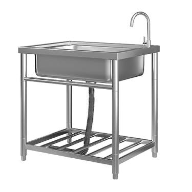 Imagem de Pia de tigela única grande, pia de aço inoxidável independente, conjunto de pia de cozinha de restaurante comercial, pia externa, com prateleira de armazenamento, banheira de lavanderia para interior