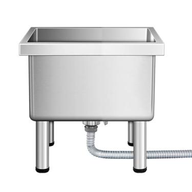Imagem de Bacia de serviço de esfregão de aço inoxidável, pia de esfregão de piso comercial, bacia de esfregão de montagem no chão, balde de esfregão utilitário, pia utilitária independente, pia interna e
