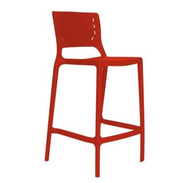 Imagem de Banqueta Alta Cozinha Vermelha Empilhável Saturno Em Polipropileno Acrilys