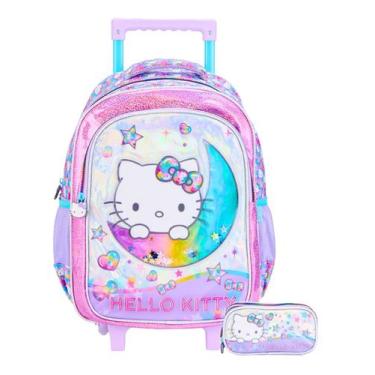 Imagem de Kit Hello Kitty Mochila 2EM1 Rodas + Estojo Triplo Luxo - Xeryus
