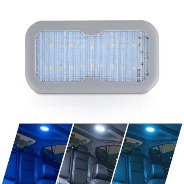 Imagem de Fluher 1 luminária de leitura de teto LED para carro, 12 x 7 x 0,5 cm, iluminação interior de porta-malas sensível ao toque, tomada USB de adsorção, luz alternável de três cores, universal para carro
