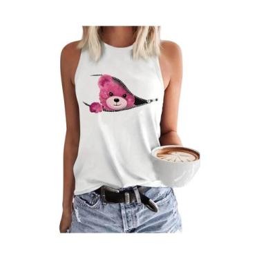 Imagem de Camiseta Regata Feminina Sem Mangas Com Estampa De Urso Hip Hop Casual