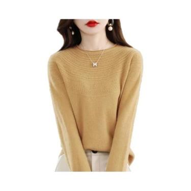 Imagem de Suéter Feminino De Gola Alta 100% Lã Pura Nova Coleção Outono Inverno 