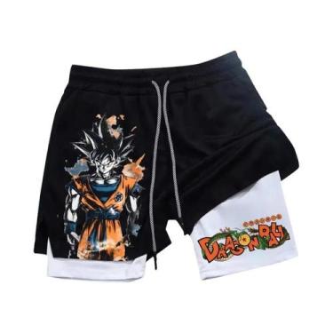 Imagem de Shorts Masculinos Dragon Ball Dupla Camada 2 Em 1 Verão Outono Marca E
