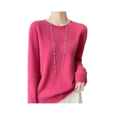 Imagem de Pulôver Feminino 100% Lã Merino Cashmere Com Gola O E Manga Longa, Mod