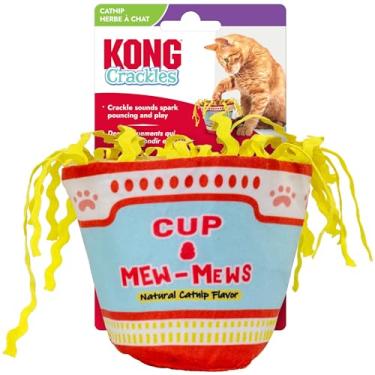 Imagem de KONG Brinquedo de gato Crackles – sons de amassados, com erva de gato e diversão para esconder guloseimas (copo de macarrão)
