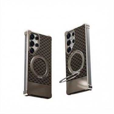 Imagem de Capa para celular Samsung S25 S24Ultra, capa protetora com padrão empilhado de metal com sucção magnética Samsung (marrom, Samsung Galaxy S24 Ultra)