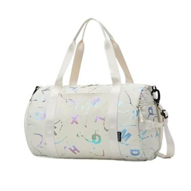 Imagem de AMSOH Bolsa tiracolo tiracolo para academia, ioga, esportes, dança, para meninas, meninos, letras graffiti, viagem, fitness, siwming, seco, molhado, impermeável, à prova d'água, Bege, One Size