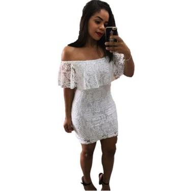 Imagem de Vestido Curto Rendado Casamento Civil Pré Wedding - Cátia Queno, GG, B