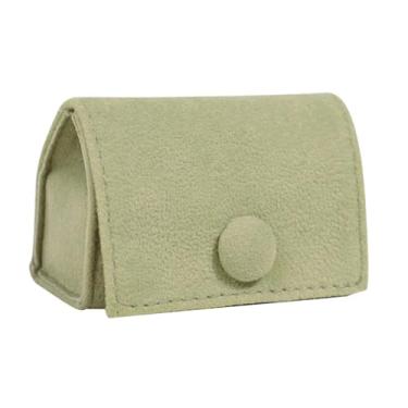 Imagem de simhoa Estojo de veludo para anéis, pequeno, ideal para viagens, compacto e leve, perfeito para guardar joias, anéis e brincos, Verde