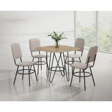 Imagem de Conjunto mesa lais dc qd. 0,90x0,90 mdf-bp-4 cad.lais dc - c - bc-81 -