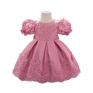 Imagem de Vestido De Festa Para Menina Princesa Com Grande Laço Para O 1º Aniver