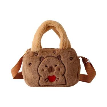 Imagem de Bolsa De Ombro Infantil De Pelúcia Com Desenho De Kapibara Para Menina