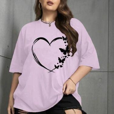 Imagem de Blusa Estampa Borboleta Coração Traço Delicado Personalizada Preta Cam