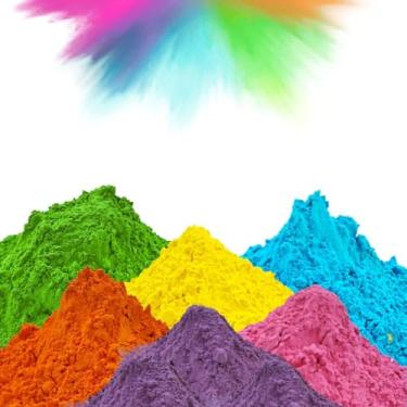 Imagem de Lattooland Conjunto de 6 pó colorido (500 g cada, total de 2,7 kg), seguro e não tóxico, ecológico, lavável e vibrante para corrida divertida, guerra de cores, sessões de fotos, revelação de gênero