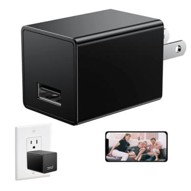 Imagem de Algiebba Carregador USB espião inteligente sem fio 1080p casa escondida monitor de bebê detector de câmera de vigilância casa WiFi vídeo de segurança câmera babá alerta de movimento visualização