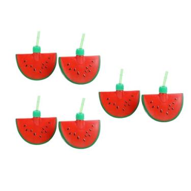 Imagem de AYNEFY Copos de Frutas 6 PCS Copos de Melancia Com Canudos Decoração de Aniversário Lembrancinhas de Festa de Frutas Com Canudinho para Suprimentos de Verão Churrascos Festivais Divertidos à Beira