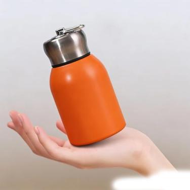 Imagem de Garrafa térmica fina de aço inoxidável de 293 ml para bebidas quentes e frias, compacta para mulheres e homens, garrafa portátil à prova de vazamento para acampamento, caminhada, academia (laranja)