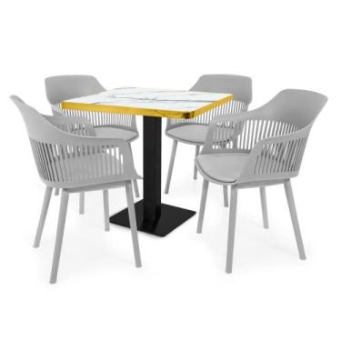Imagem de Conjunto Mesa de Jantar Quadrada Venezia 70x70cm Branca com 4 Cadeiras