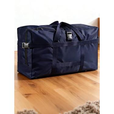Imagem de Sacos grandes de tecido Oxford resistentes com alças fortes, zíper resistente e fivela ajustável, sacos de armazenamento de roupas duráveis, caixas de transporte para suprimentos universitários, azul