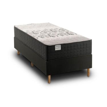 Imagem de Conjunto Cama Box Solteiro Molas Ensacadas Kappesberg Peccato Preto 88X188X51CM