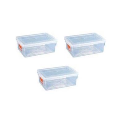 Imagem de 3 Caixas Plásticas Com Tampa Organizadora Multi Uso 5 Litros - Pleion