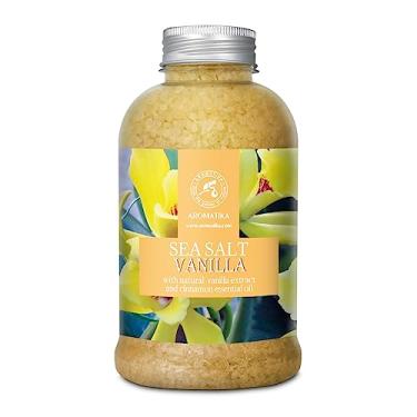 Imagem de Sal marinho baunilha 600 ml - com óleos essenciais de baunilha e canela - sais marinhos de banho naturais - Melhor para banho - Bom sono - Relaxante - Cuidados com o corpo - Beleza