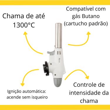 Imagem de Maçarico Profissional Portátil 1300°C – Gás Butano Uso Doméstico e Profissional
