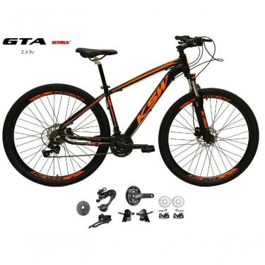 Imagem de Bicicleta Aro 29 Ksw Xlt Kit 2x9 Gta Sunrun Freio Disco K7 11/36 Pedivela 24/38d Garfo Com Trava - Preto/laranja Tam.17
