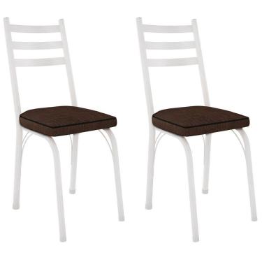 Imagem de Kit 2 Cadeiras Para Cozinha Tubular D-13 Nara De Aço Branco/imbuia