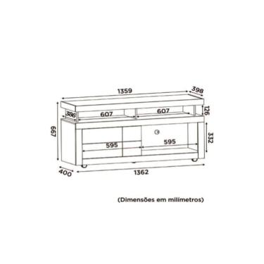 Imagem de Rack para TV Verano até 55 Polegadas c/ 1 Porta de Correr e 3 Nichos Griz/Carvalho - DJ Móveis