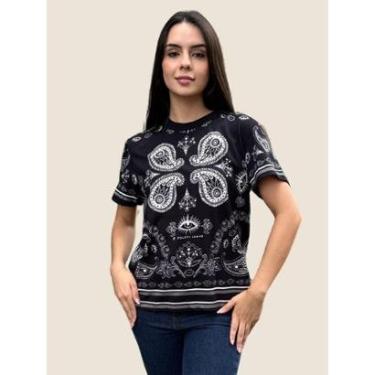 Imagem de Camiseta Feminina Estampada Geométrica Colcci Jeans Cor:;Tamanho:M-Feminino