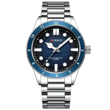 Imagem de Relógio De Quartzo Masculino Pulseira De Aço Inoxidável Design Classico Impermeavel Azul