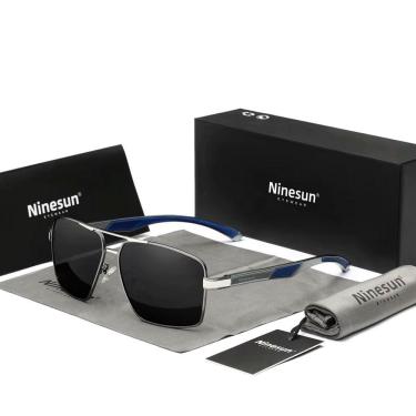 Imagem de Óculos De Sol Masculino Design Quadrados Estilo Classico Piloto Com Protecao Uv400 Cinza