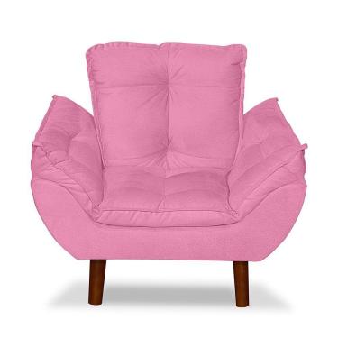Imagem de Mini Poltrona Cadeira Infantil De Criança Suede Rosê Pés Palito