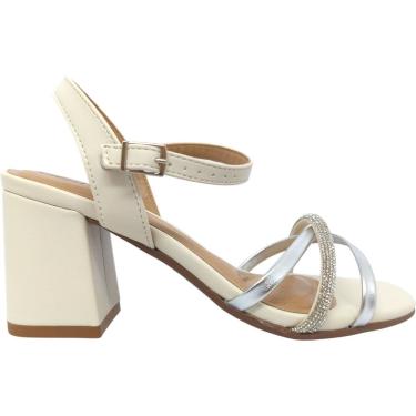 Imagem de Sandália Feminina Casual Social Dia a Dia Passeio Trabalho Verão Tiras Cruzadas E Strass Salto Grosso Conforto  Beira Rio 8436.247