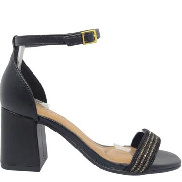 Imagem de Sandália Feminina Casual Social Dia a Dia Passeio Trabalho Festa Verão com Strass Traseiro Fechado Salto Grosso Conforto Beira Rio 8436.245