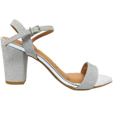 Imagem de Sandália Feminina Casual Social Clássica Dia a Dia Passeio Trabalho Festa Verão com Glitter Salto Grosso Conforto Vizzano 6262.474