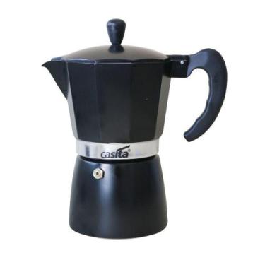 Imagem de Cafeteira tipo italiana preta de aluminio 300 ml para 6 xicaras 50 ml 