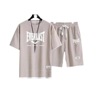 Imagem de Conjunto De Camiseta De Gola Redonda E Calções De Secagem Rápida Para 