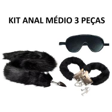 Imagem de Kit Dia dos namorado 3 Peças: Plug Anal Cauda Longa Gata, Máscara e Al
